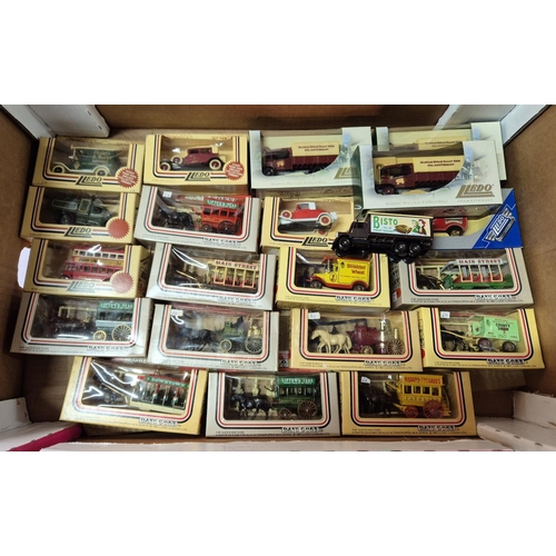 196 - Box of Lledo, boxed as new, vans, buses and horse and coaches (Qty)