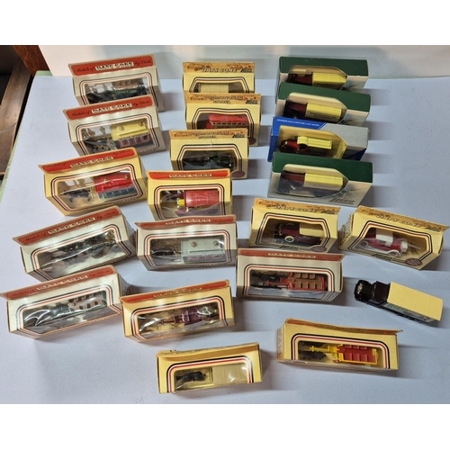 196 - Box of Lledo, boxed as new, vans, buses and horse and coaches (Qty)