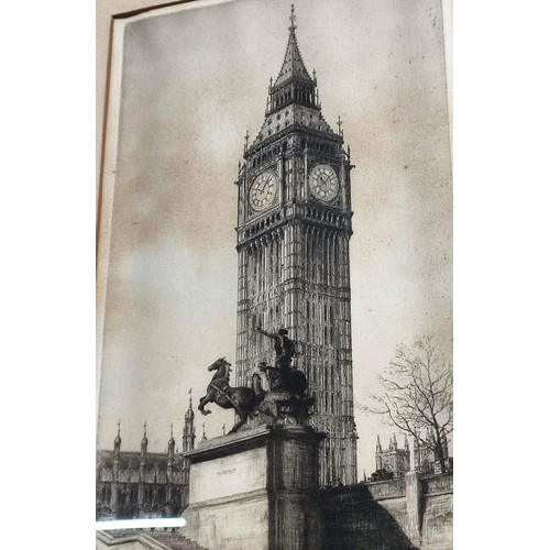 260 - Fine quality Edwardian etching of Big Ben by Johnstone BAIRD (1872-1922), signed in pencil, framed