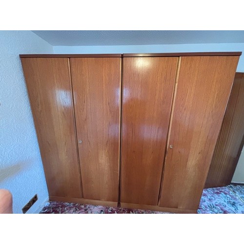 443 - Bedroom set of Stagg furniture including 2 wardrobes a bed and the backing (Mattress not included) 
... 