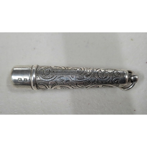 4 - Finely engraved Birmingham hallmarked 1909 silver cheroot holder