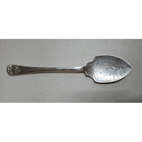 7 - Victorian silver salt spoon, another hallmarked antique silver spoon and an antique plated spoon (3)... 