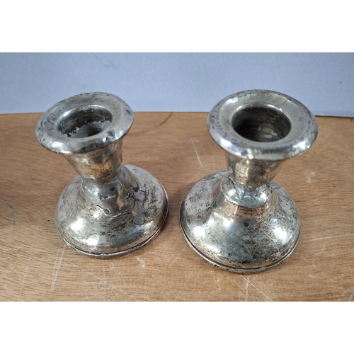 12 - Pair of antique silver dwarf candlesticks (2)