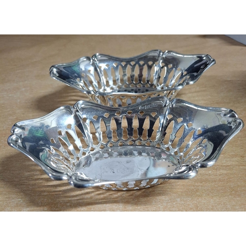 15 - Pair of Birmingham silver hallmarked 1910 pierced bonbon dishes (2),

approx 73 grams