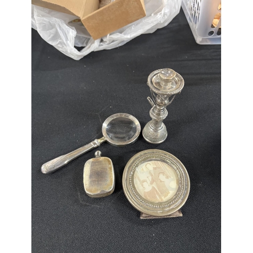 30 - 3 Silver 800 items including maybe another silver piece including Silver Magnifying glass