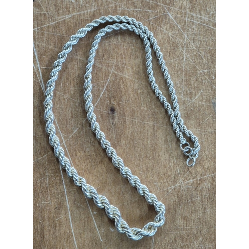 37 - Silver rope twist necklace,

43 grams