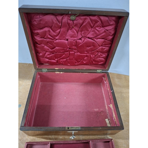 75 - Victorian rosewood jewellery box with mother of Pearl inlay, the interior with a comparted tray. Com... 