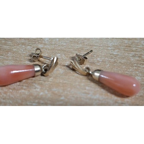 46 - Pair of 9ct yellow gold and pink polished Coral earrings