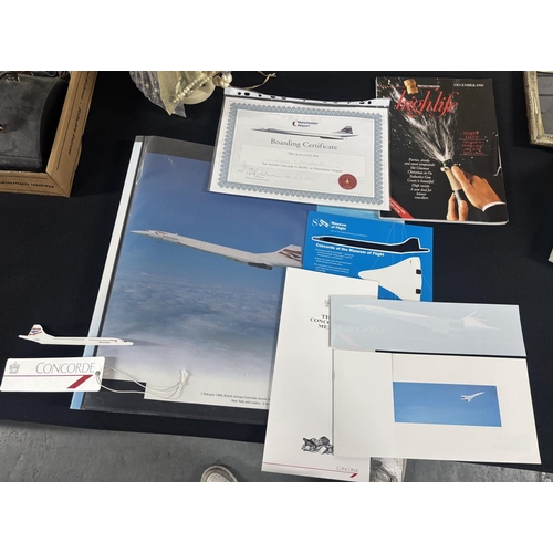 91 - Collection of Concorde items including menu and pictures