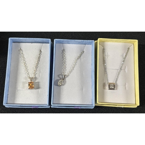 41 - 3 925 Silver necklaces including Orange stone pendant