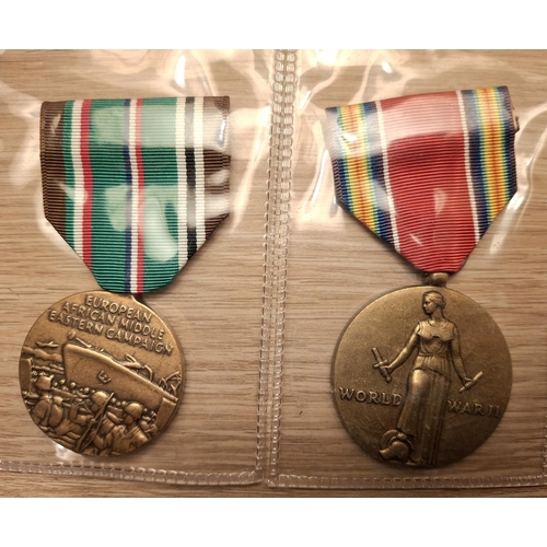 104 - Set of 3 USA WWII medals, Campaign medal, the War medal and the European, Africa and Middle East cam... 