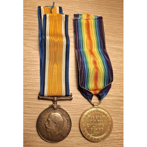 158 - WWI war medal and Victory medal pair presented to 31856 Pte. B.J. May. Welsh. R.A (2)