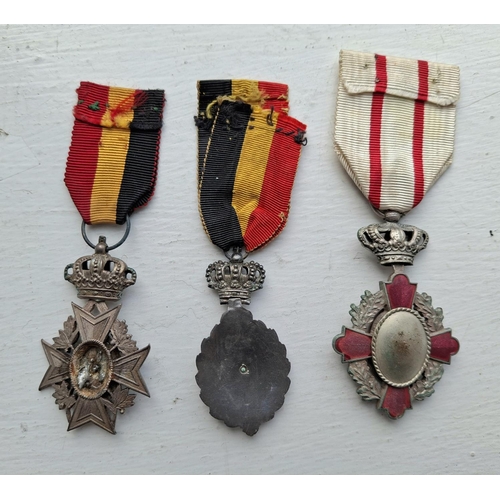 175 - Three Belgium medals, workers honour medal, Belgium civilian medal and a Belgium Red Cross medal wit... 