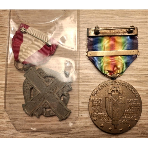 204 - Two USA WWI era medals - New York. Mount Vernon WWI Service Medal together with a WWI Victory medal ... 