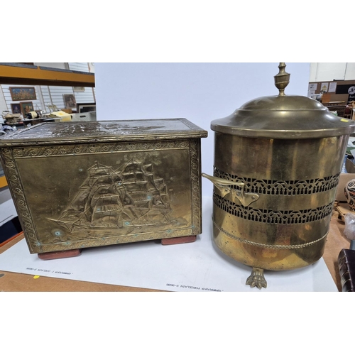 214 - Two 20thC brass coal buckets (2)