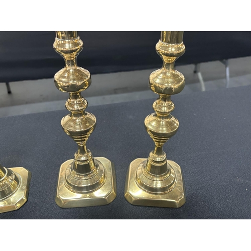 226 - Two pairs of large, good quality Victorian brass candlesticks (4)