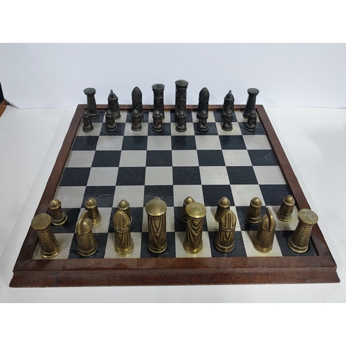 237 - A fine quality religious chess set with metal pieces