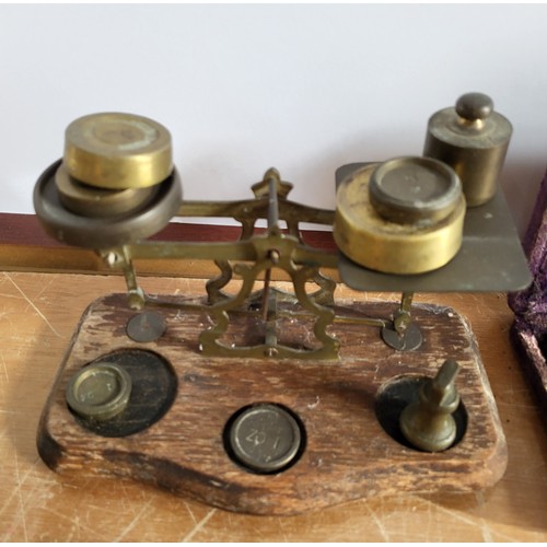 250 - Quantity of various collectables including weighing scales, old ruler etc (Qty)