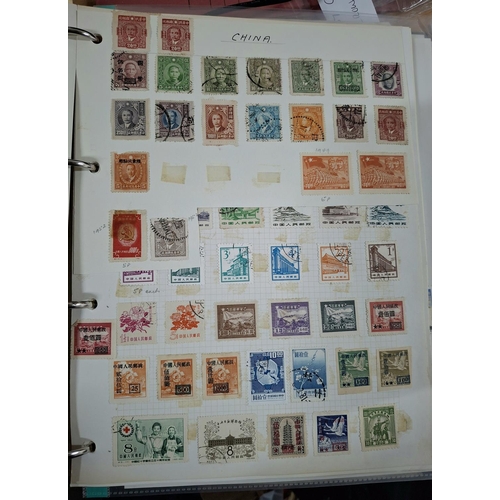 308 - Blue ACE stamp folder with Asian stamps including China, Japan, North & South Korea, Ryukyu Islands,... 