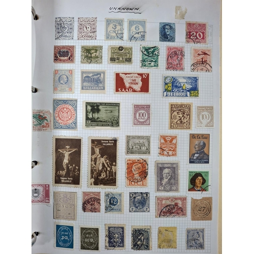 308 - Blue ACE stamp folder with Asian stamps including China, Japan, North & South Korea, Ryukyu Islands,... 