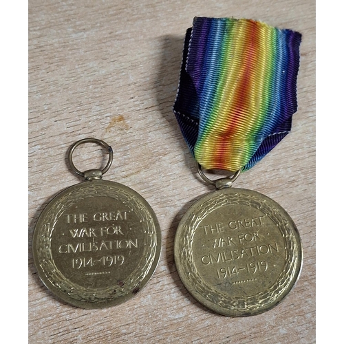 304 - Two WWI British Victory  medals, one to 68844 2  Cpl J. Dickie, R E, the other to 20501 Pte R D Plea... 