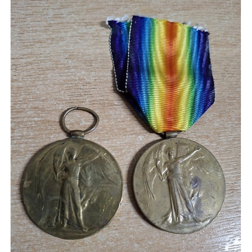 305 - Two WWI British Victory  medals, one to M1-6287  S Y Dewdney, the other to 20501 Pte D Mentos, 6th S... 