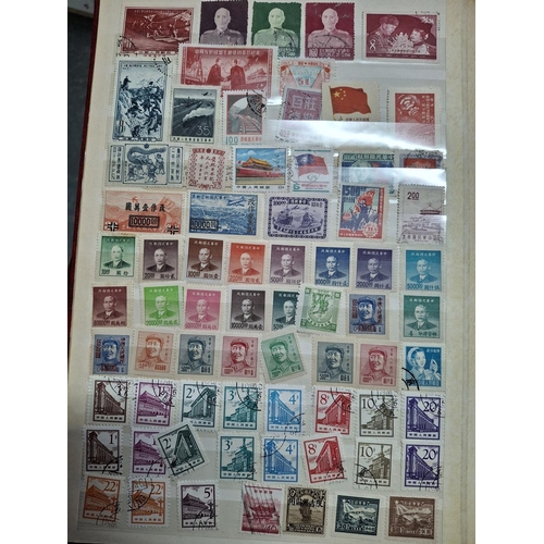 310 - Red stock book containing a large quantity of 20thC China (including some loose sheets), used and un... 