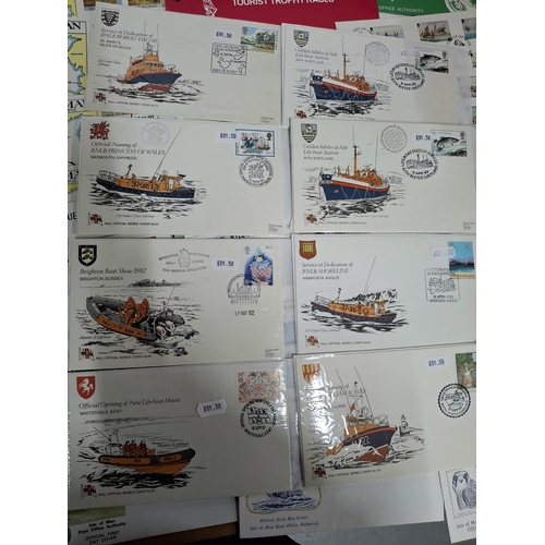 320 - Quantity of GB QEII 1980s numbered, special RNLB FDC together with 7 IOM stamp packs and a quantity ... 