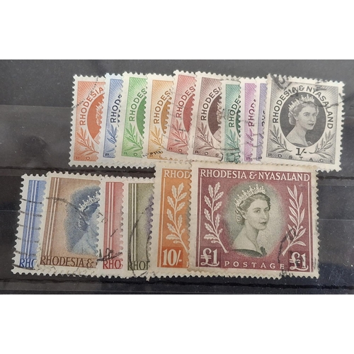 329 - QEII 1954 Rhodesia & Nyasaland used set 1/2d to £1 (good values) together with a QEII unused 1961 10... 