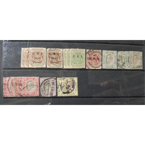 333 - Double-sided hagner sheet containing Transvaal 1900 over-prints, Edward VII used and unused (Qty)