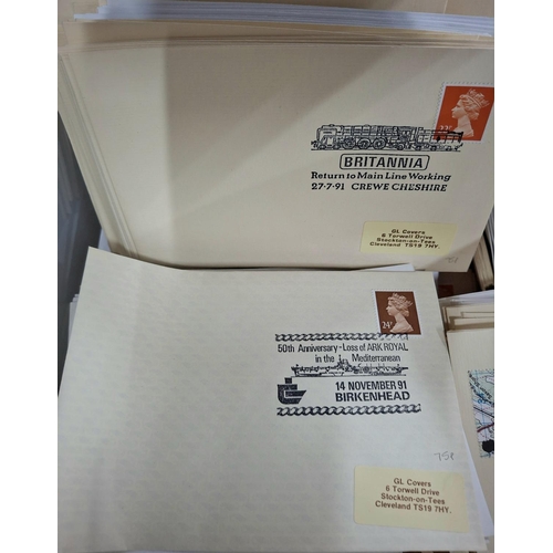 335 - Box full (approx 6 kgs) of pre-printed QEII envelopes, mostly with special cancelations - large quan... 