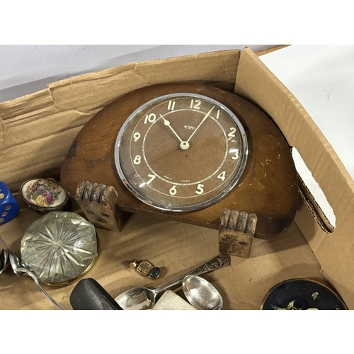 282 - Misc lot including Metamec wooden clock and boxed Pen