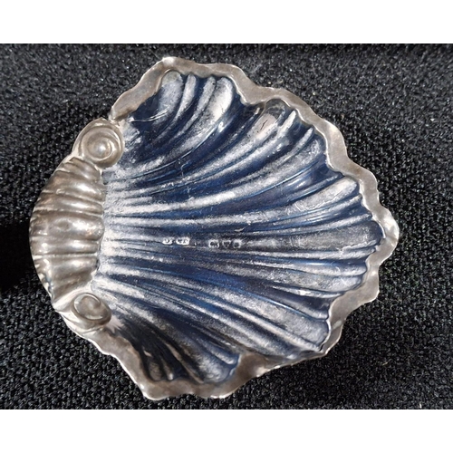 23 - Hallmarked antique silver butter rest in the form of a shell together with an antique .800 silver co... 