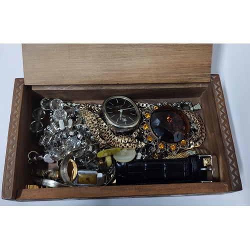 61A - A 925 Silver bracelet - 5.9 grams, together with various costume jewellery and watch faces, possibly... 