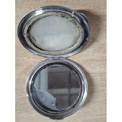 2 - Edwardian silver engraved compact,

approx 49 grams gross