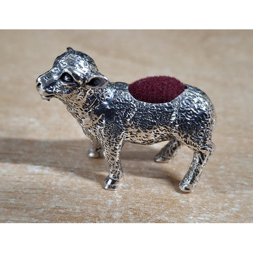 3 - Sterling silver pin cushion in the form of a lamb