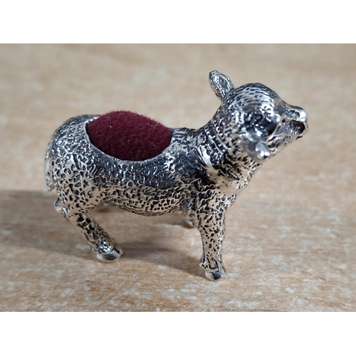 3 - Sterling silver pin cushion in the form of a lamb