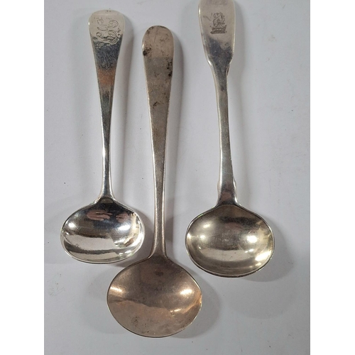 7 - Three small Georgian hallmarked silver ladles (3),

Marks all partially rubbed,

Approx 28 grams