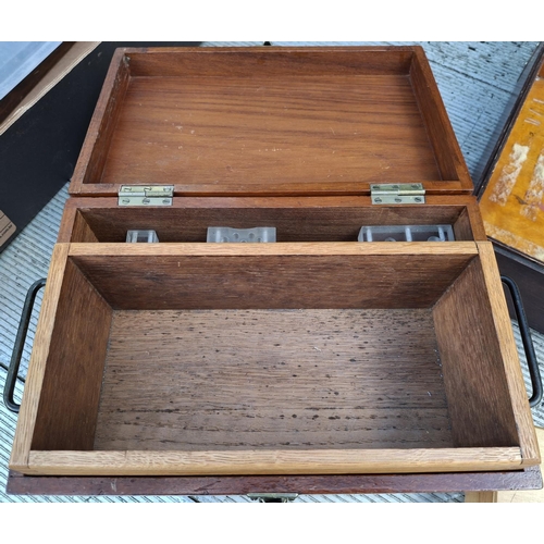 62 - Mid 20thC wooden suitcase together with 4 other 20thC wooden boxes (5)