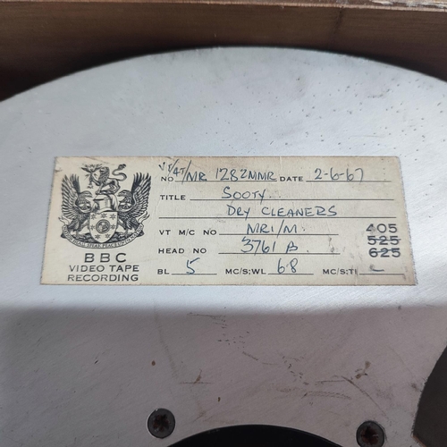 65 - Boxed wide aluminium ex-BBC 1960s film reel (no film on it)