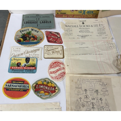 94 - Collection of Ephemera including old labels, Sarsaparilla