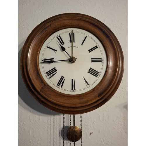 103 - Fine quality, semi-skeleton antique wall clock with enamel face.