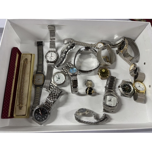 28 - box containing Silver coloured watches including Rotary and Pulsar