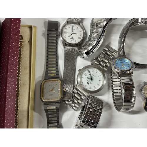 28 - box containing Silver coloured watches including Rotary and Pulsar