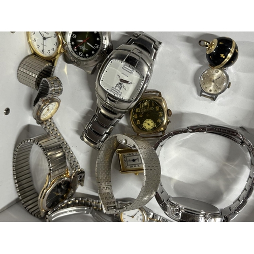 28 - box containing Silver coloured watches including Rotary and Pulsar