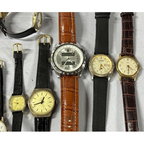 29 - Collection of watches including Leather strapped watches with Citizen and Sekonda