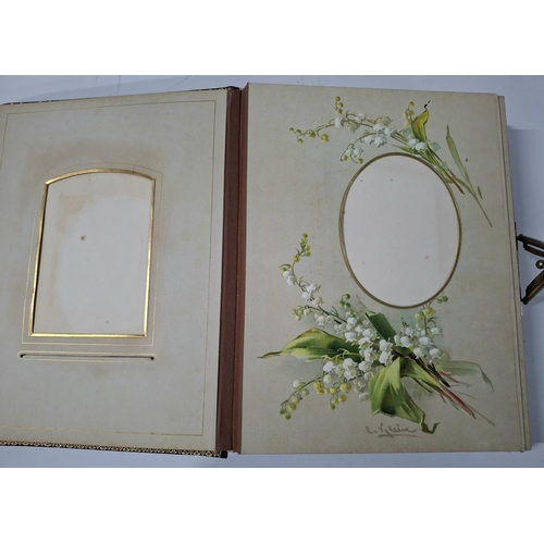 107 - Never used! Edwardian photograph album with tooled leather outer, chome metal clasp and many pages w... 