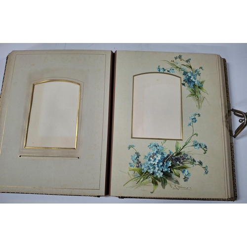 107 - Never used! Edwardian photograph album with tooled leather outer, chome metal clasp and many pages w... 