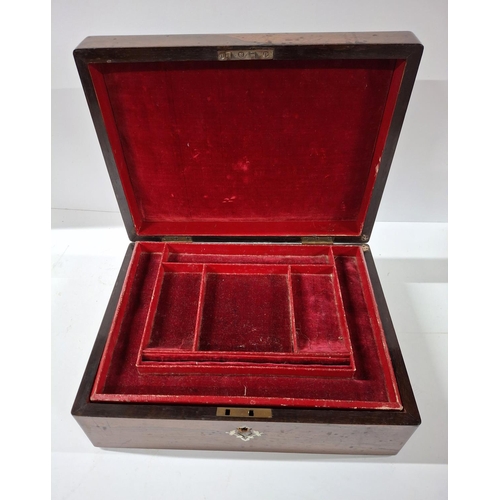 110 - Victorian Rosewood and mother of pearl inlaid sewing box