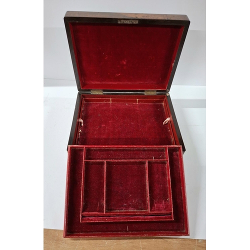 110 - Victorian Rosewood and mother of pearl inlaid sewing box